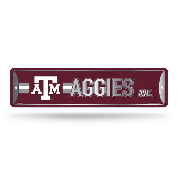 Wholesale NCAA Texas A&M Aggies Metal Street Sign 4" x 15" Home Décor - Bedroom - Office - Man Cave By Rico Industries