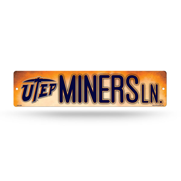 Wholesale NCAA Texas-El Paso Miners Plastic 4" x 16" Street Sign By Rico Industries