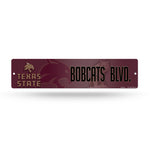 Wholesale NCAA Texas State Bobcats Plastic 4" x 16" Street Sign By Rico Industries