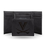 Wholesale NCAA Virginia Cavaliers Laser Engraved Black Tri-Fold Wallet - Men's Accessory By Rico Industries