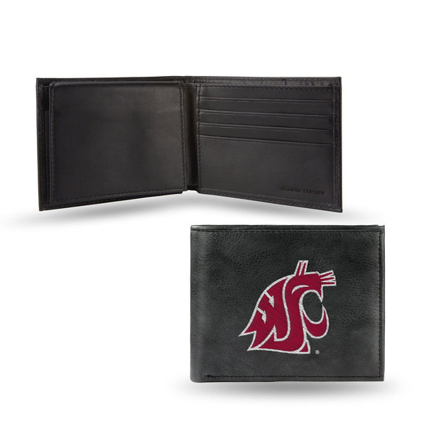 Wholesale NCAA Washington State Cougars Embroidered Genuine Leather Billfold Wallet 3.25" x 4.25" - Slim By Rico Industries
