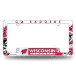 Wholesale NCAA Wisconsin Badgers 12" x 6" Chrome All Over Automotive License Plate Frame for Car/Truck/SUV By Rico Industries