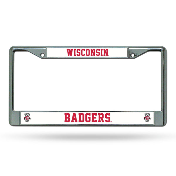 Wholesale NCAA Wisconsin Badgers 12" x 6" Silver Chrome Car/Truck/SUV Auto Accessory By Rico Industries
