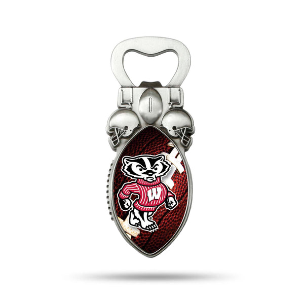 Wholesale NCAA Wisconsin Badgers Magnetic Bottle Opener, Stainless Steel, Strong Magnet to Display on Fridge By Rico Industries