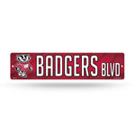 Wholesale NCAA Wisconsin Badgers Plastic 4" x 16" Street Sign By Rico Industries