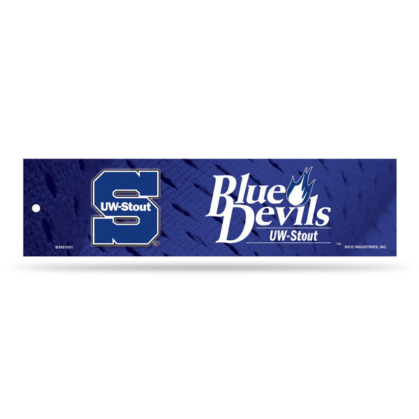 Wholesale NCAA Wisconsin-Stout Blue Devils 3" x 12" Car/Truck/Jeep Bumper Sticker By Rico Industries