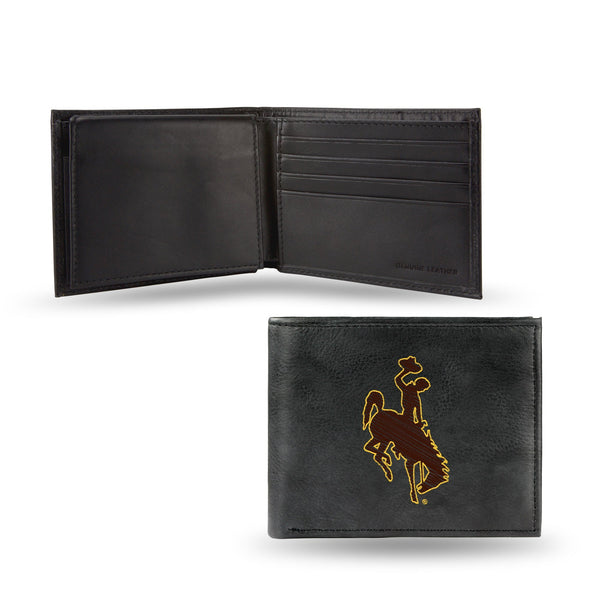 Wholesale NCAA Wyoming Cowboys Embroidered Genuine Leather Billfold Wallet 3.25" x 4.25" - Slim By Rico Industries