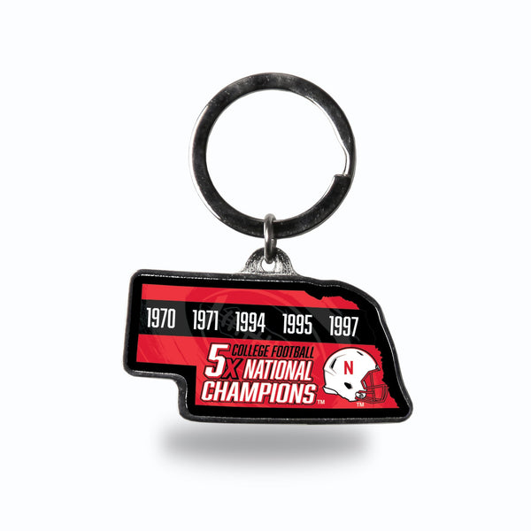 Wholesale Nebraska University 5 Time College Football Champs State Shaped Keychain (Nebraska)