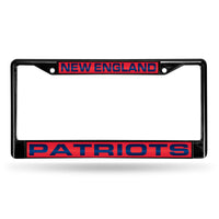 Wholesale New England Patriots Black Laser Chrome 12 x 6 License Plate Frame