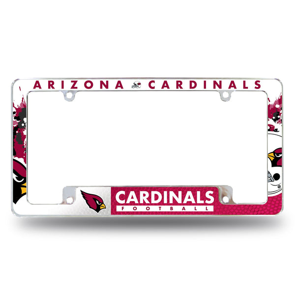 Wholesale NFL Arizona Cardinals 12" x 6" Chrome All Over Automotive License Plate Frame for Car/Truck/SUV By Rico Industries