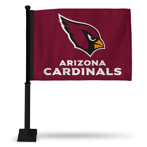 Wholesale NFL Arizona Cardinals Double Sided Car Flag - 16" x 19" - Strong Black Pole that Hooks Onto Car/Truck/Automobile By Rico Industries