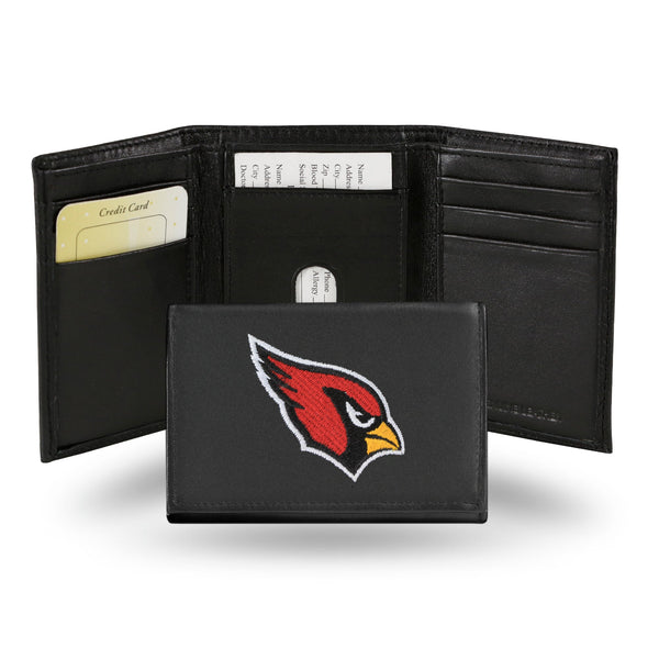 Wholesale NFL Arizona Cardinals Embroidered Genuine Leather Tri-fold Wallet 3.25" x 4.25" - Slim By Rico Industries