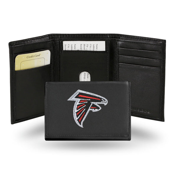 Wholesale NFL Atlanta Falcons Embroidered Genuine Leather Tri-fold Wallet 3.25" x 4.25" - Slim By Rico Industries