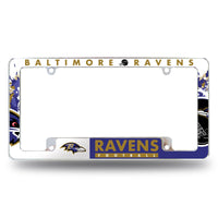 Wholesale NFL Baltimore Ravens 12" x 6" Chrome All Over Automotive License Plate Frame for Car/Truck/SUV By Rico Industries