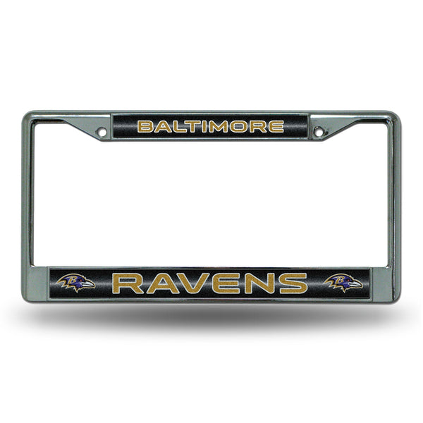 Wholesale NFL Baltimore Ravens 12" x 6" Silver Bling Chrome Car/Truck/SUV Auto Accessory By Rico Industries