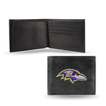 Wholesale NFL Baltimore Ravens Embroidered Genuine Leather Billfold Wallet 3.25" x 4.25" - Slim By Rico Industries