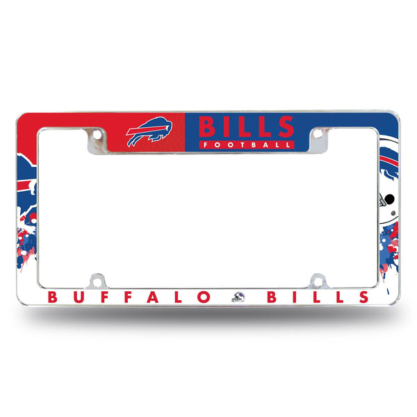 Wholesale NFL Buffalo Bills 12" x 6" Chrome All Over Automotive License Plate Frame for Car/Truck/SUV By Rico Industries