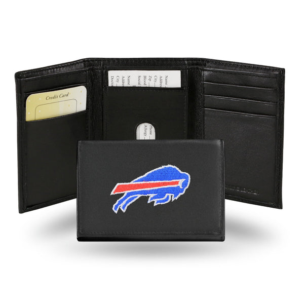Wholesale NFL Buffalo Bills Embroidered Genuine Leather Tri-fold Wallet 3.25" x 4.25" - Slim By Rico Industries