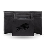 Wholesale NFL Buffalo Bills Laser Engraved Black Tri-Fold Wallet - Men's Accessory By Rico Industries