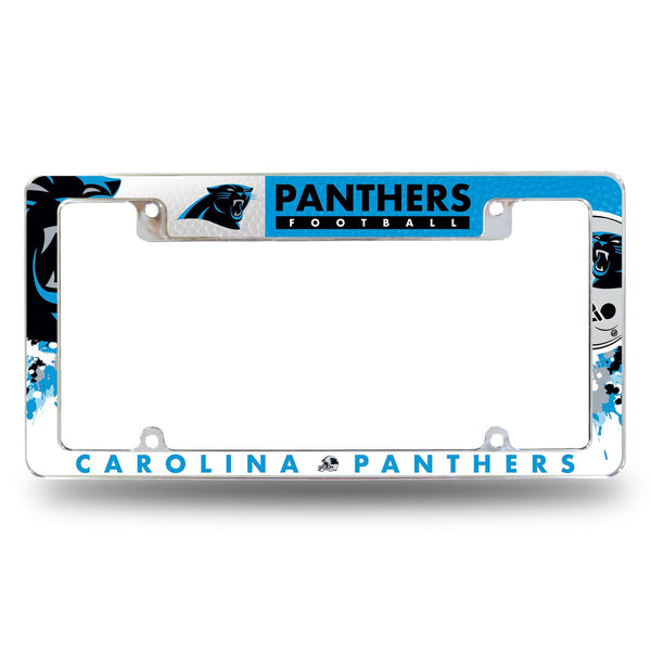 Wholesale NFL Carolina Panthers 12" x 6" Chrome All Over Automotive License Plate Frame for Car/Truck/SUV By Rico Industries