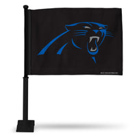 Wholesale NFL Carolina Panthers Double Sided Car Flag - 16" x 19" - Strong Black Pole that Hooks Onto Car/Truck/Automobile By Rico Industries