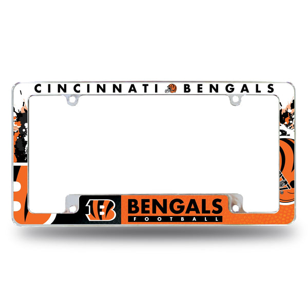 Wholesale NFL Cincinnati Bengals 12" x 6" Chrome All Over Automotive License Plate Frame for Car/Truck/SUV By Rico Industries