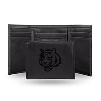 Wholesale NFL Cincinnati Bengals Laser Engraved Black Tri-Fold Wallet - Men's Accessory By Rico Industries