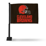 Wholesale NFL Cleveland Browns Double Sided Car Flag - 16" x 19" - Strong Black Pole that Hooks Onto Car/Truck/Automobile By Rico Industries