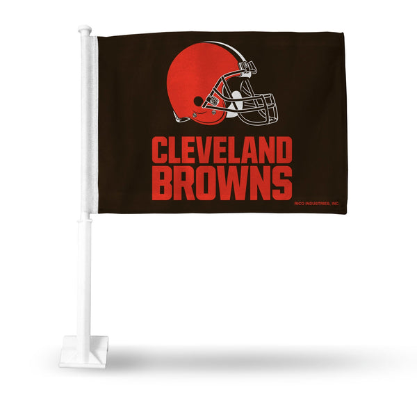 Wholesale NFL Cleveland Browns Helmet Logo Double Sided Car Flag - 16" x 19" - Strong Pole that Hooks Onto Car/Truck/Automobile By Rico Industries