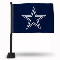 Wholesale NFL Dallas Cowboys Double Sided Car Flag - 16" x 19" - Strong Black Pole that Hooks Onto Car/Truck/Automobile By Rico Industries