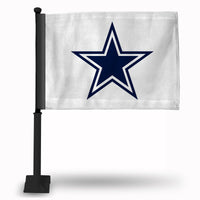 Wholesale NFL Dallas Cowboys Double Sided Car Flag - 16" x 19" - Strong Black Pole that Hooks Onto Car/Truck/Automobile By Rico Industries