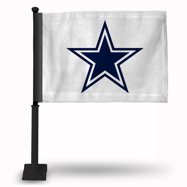 Wholesale NFL Dallas Cowboys Double Sided Car Flag - 16" x 19" - Strong Black Pole that Hooks Onto Car/Truck/Automobile By Rico Industries