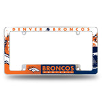 Wholesale NFL Denver Broncos 12" x 6" Chrome All Over Automotive License Plate Frame for Car/Truck/SUV By Rico Industries