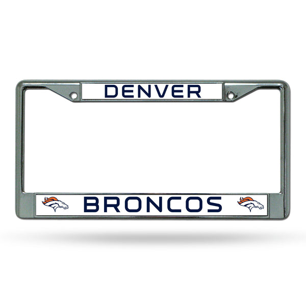 Wholesale NFL Denver Broncos 12" x 6" Silver Chrome Car/Truck/SUV Auto Accessory By Rico Industries