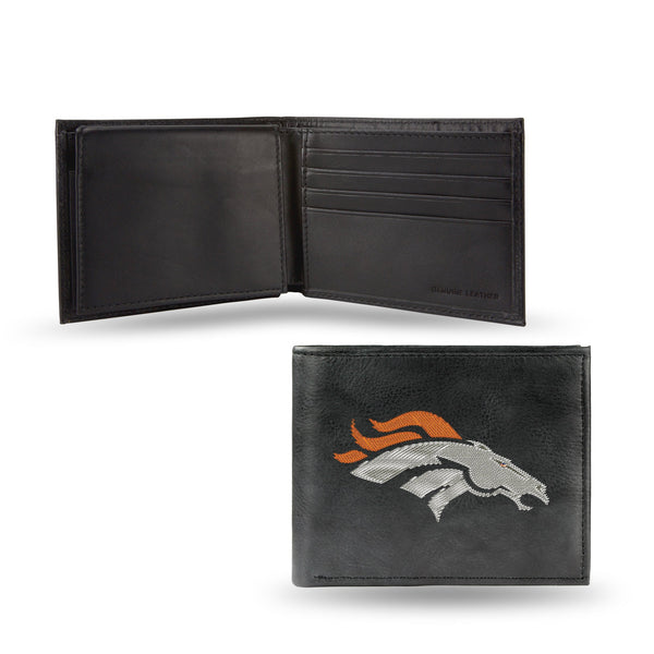 Wholesale NFL Denver Broncos Embroidered Genuine Leather Billfold Wallet 3.25" x 4.25" - Slim By Rico Industries