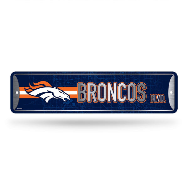 Wholesale NFL Denver Broncos Metal Street Sign 4" x 15" Home Décor - Bedroom - Office - Man Cave By Rico Industries