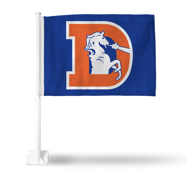 Wholesale NFL Denver Broncos "Retro Design" Double Sided Car Flag - 16" x 19" - Strong Pole that Hooks Onto Car/Truck/Automobile By Rico Industries