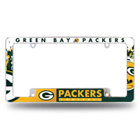 Wholesale NFL Green Bay Packers 12" x 6" Chrome All Over Automotive License Plate Frame for Car/Truck/SUV By Rico Industries