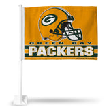 Wholesale NFL Green Bay Packers Helmet Logo Double Sided Car Flag - 16" x 19" - Strong Pole that Hooks Onto Car/Truck/Automobile By Rico Industries