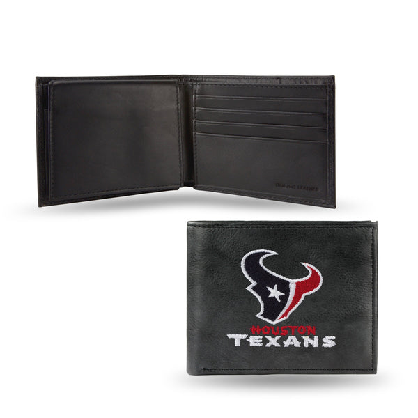 Wholesale NFL Houston Texans Embroidered Genuine Leather Billfold Wallet 3.25" x 4.25" - Slim By Rico Industries