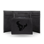 Wholesale NFL Houston Texans Laser Engraved Black Tri-Fold Wallet - Men's Accessory By Rico Industries