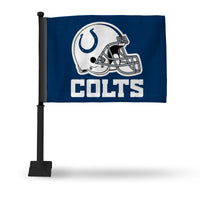 Wholesale NFL Indianapolis Colts Helmet Logo Double Sided Car Flag - 16" x 19" - Strong Pole that Hooks Onto Car/Truck/Automobile By Rico Industries