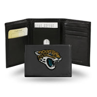 Wholesale NFL Jacksonville Jaguars Embroidered Genuine Leather Tri-fold Wallet 3.25" x 4.25" - Slim By Rico Industries