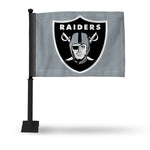 Wholesale NFL Las Vegas Raiders Double Sided Car Flag - 16" x 19" - Strong Black Pole that Hooks Onto Car/Truck/Automobile By Rico Industries