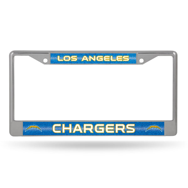 Wholesale NFL Los Angeles Chargers 12" x 6" Silver Bling Chrome Car/Truck/SUV Auto Accessory By Rico Industries