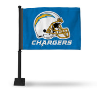 Wholesale NFL Los Angeles Chargers Helmet Logo Double Sided Car Flag - 16" x 19" - Strong Pole that Hooks Onto Car/Truck/Automobile By Rico Industries