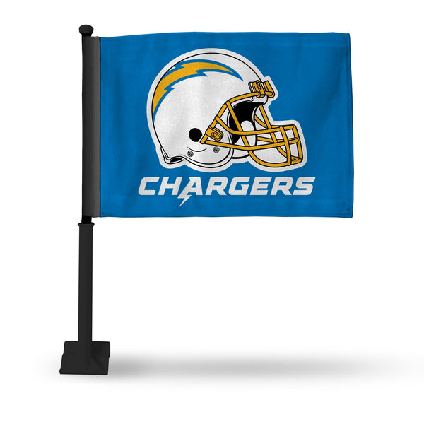 Wholesale NFL Los Angeles Chargers Helmet Logo Double Sided Car Flag - 16" x 19" - Strong Pole that Hooks Onto Car/Truck/Automobile By Rico Industries