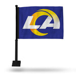 Wholesale NFL Los Angeles Rams Double Sided Car Flag - 16" x 19" - Strong Black Pole that Hooks Onto Car/Truck/Automobile By Rico Industries