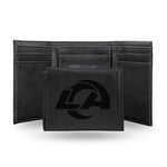 Wholesale NFL Los Angeles Rams Laser Engraved Black Tri-Fold Wallet - Men's Accessory By Rico Industries