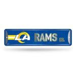 Wholesale NFL Los Angeles Rams Metal Street Sign 4" x 15" Home Décor - Bedroom - Office - Man Cave By Rico Industries